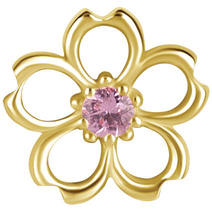 Gold Charm für Clicker Ringe mit echtem Pink Sapphire