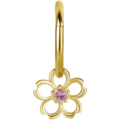 Gold Charm für Clicker Ringe mit echtem Pink Sapphire