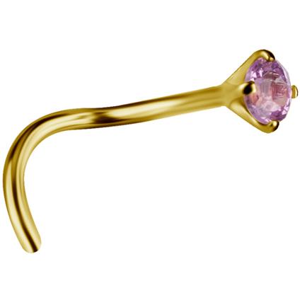 Gold Nosestud mit echtem Pink Sapphire