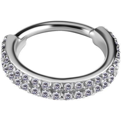 Doppelreihiger Nickelfree Clicker Ring mit Premium Zirconia (1.2mm)