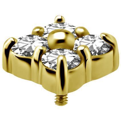 Gold Attachment SQUARE mit Premium Zirconia