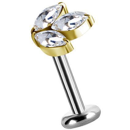 TL Gold Attachment 3-Gems mit Premium Zirconia