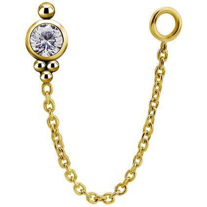 TL Gold Attachment Pin mit Kette und Premium Zirconia