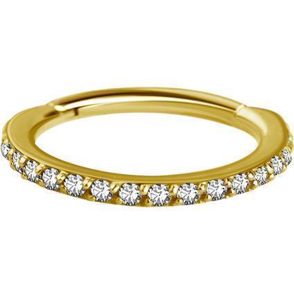 Gold Clicker Ring mit Premium Zirconia (1.2mm) 18 Karat