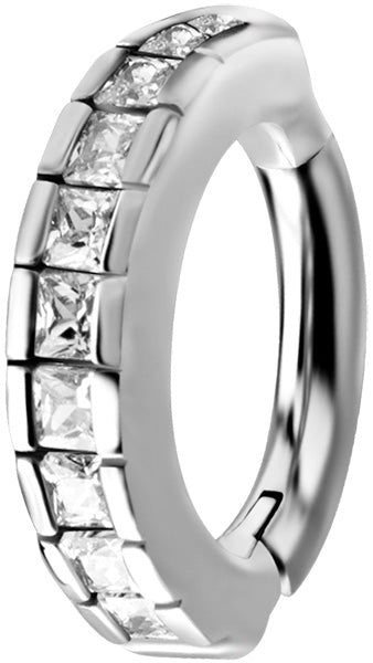 Ovaler Nickelfree Belly Clicker mit Square Zirconia (1.6mm)