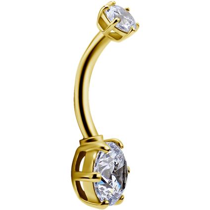 Gold Belly Banana mit Premium Zirconia, 14 GA, 1.6x10mm