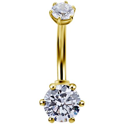 Gold Belly Banana mit Premium Zirconia, 14 GA, 1.6x10mm