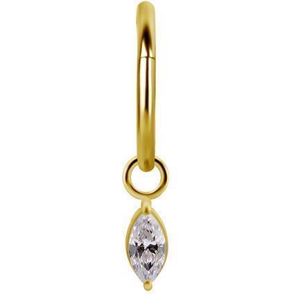 Gold Charm Marquise mit Premium Zirconia für Clicker Ring
