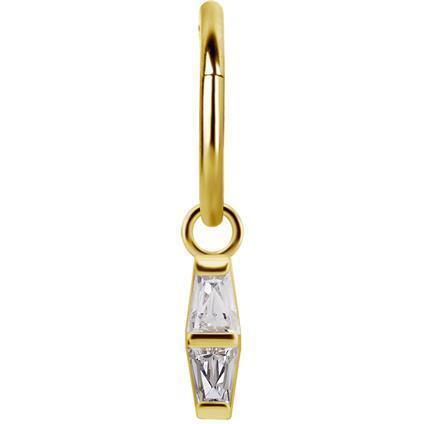 Gold Charm Taped Baguette mit Premium Zirconia für Clicker Ring