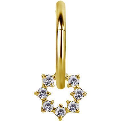 Gold Charm Open Star mit Premium Zirconia für Clicker Ring