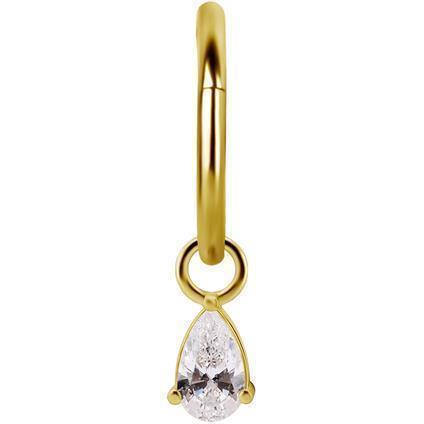 Gold Charm DROP mit Premium Zirconia für Clicker Ring