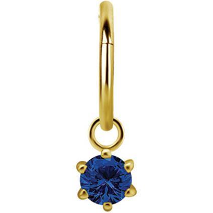 Gold Charm mit echtem Blue Topaz für Clicker Ring