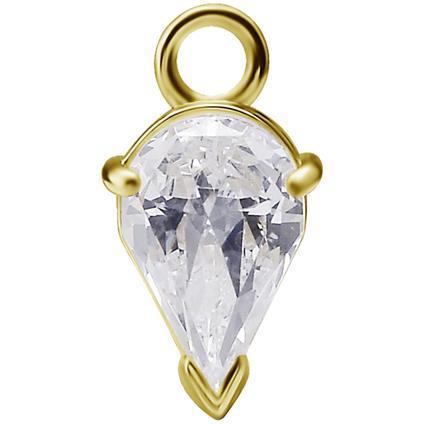 Gold Droplet Charm mit Premium Zirconia für Clicker Ring