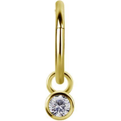Gold Charm mit rundem Premium Zirconia für Clicker Ring