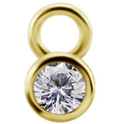 Gold Charm mit rundem Premium Zirconia für Clicker Ring