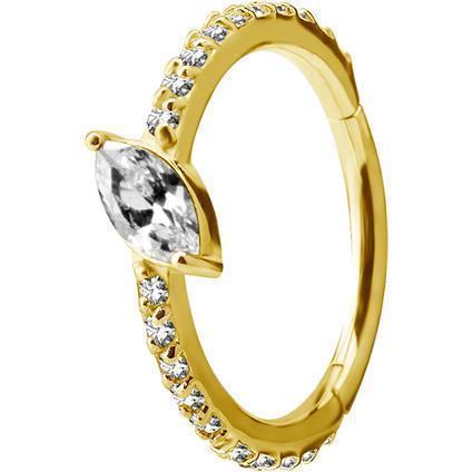 Gold Conch Ring MARQUISE mit Premium Zirconia (1.2mm)
