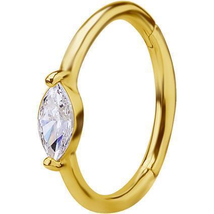 Gold Conch Ring SINGLE mit Marquise Premium Zirconia (1.2mm)