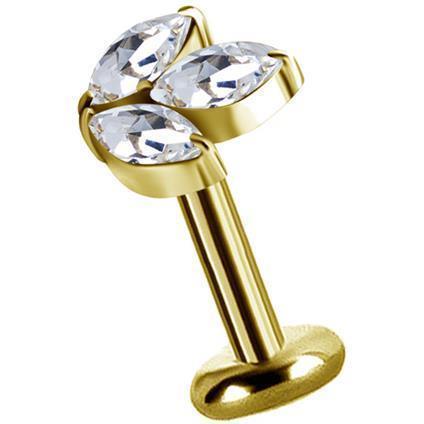 Gold Attachment 3-Gems mit Premium Zirconia