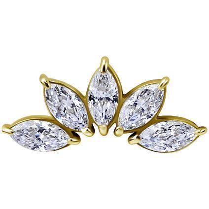 Gold Attachment mit 5 MARQUISE Premium Zirconia