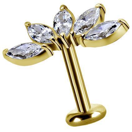 Gold Attachment mit 5 MARQUISE Premium Zirconia