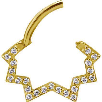 Gold Septum &amp; Daith Clicker OPEN STAR mit Premium Zirconia