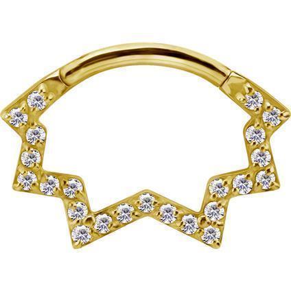 Gold Septum &amp; Daith Clicker OPEN STAR mit Premium Zirconia