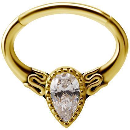 Gold Septum &amp; Daith Clicker TEAR mit Premium Zirconia