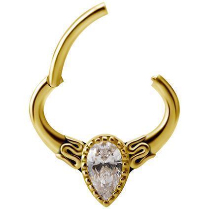 Gold Septum & Daith Clicker TEAR mit Premium Zirconia
