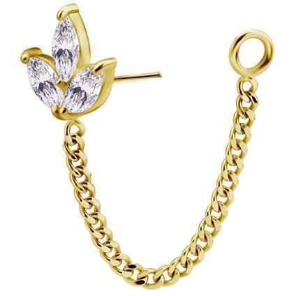 TL Gold Attachment 3-Gems mit Kette und Premium Zirconia