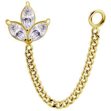 TL Gold Attachment 3-Gems mit Kette und Premium Zirconia