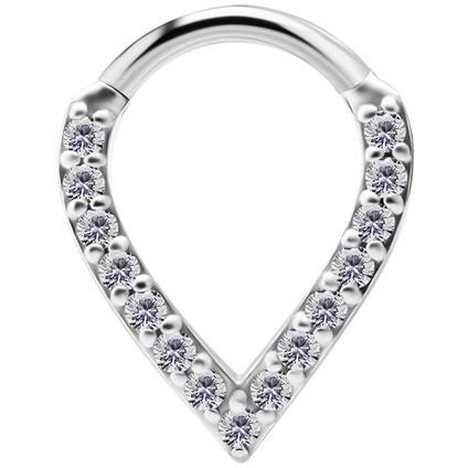 Nickelfree Clicker Ring in &#39;V&#39; Form mit Premium Zirconia (1.2mm)