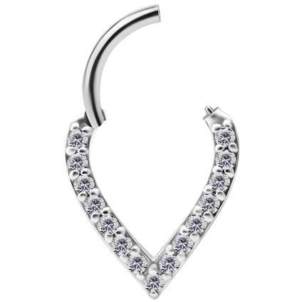 Nickelfree Clicker Ring in &#39;V&#39; Form mit Premium Zirconia (1.2mm)