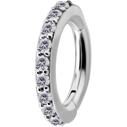 Ovaler Nickelfree Belly Clicker mit Premium Zirconia (1.6mm) im Eternity Design