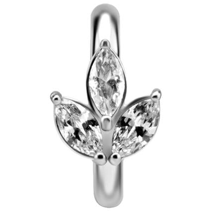 Ovaler Nickelfree Belly Clicker mit Marquise Premium Zirconia, 1.6x08x06mm (14GA)