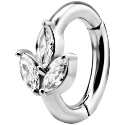 Ovaler Nickelfree Belly Clicker mit Marquise Premium Zirconia, 1.6x08x06mm (14GA)