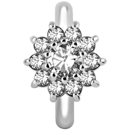 Ovaler Nickelfree Belly Clicker mit Premium Zirconia als Flower Design (1.6mm)