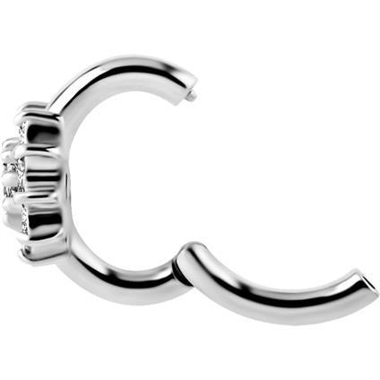 Ovaler Nickelfree Belly Clicker mit Premium Zirconia als Flower Design (1.6mm)