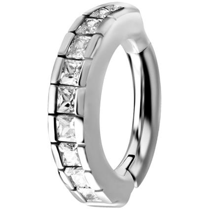 Ovaler Nickelfree Belly Clicker mit Square Zirconia (1.6mm)