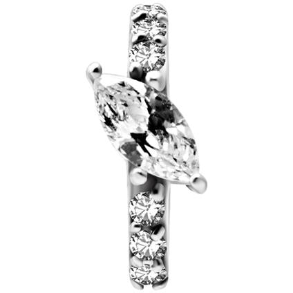 Ovaler Nickelfree Belly Clicker mit Runden und Marquise Zirconia (1.6mm)