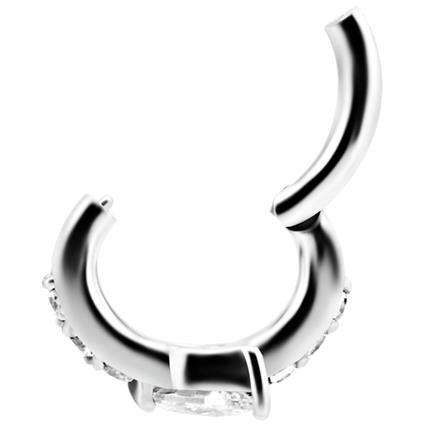 Ovaler Nickelfree Belly Clicker mit Runden und Marquise Zirconia (1.6mm)