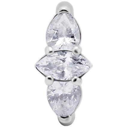 Ovaler Nickelfree Belly Clicker mit Tropfen und Marquise Zirconia (1.6mm)