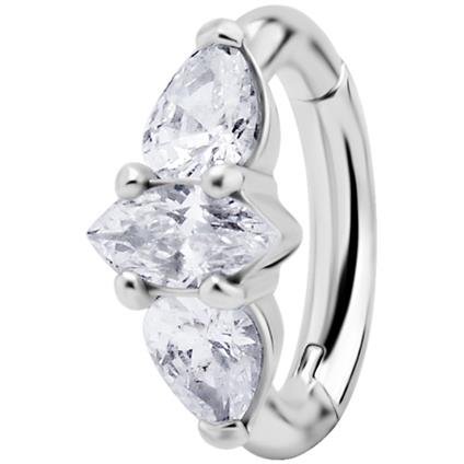Ovaler Nickelfree Belly Clicker mit Tropfen und Marquise Zirconia (1.6mm)